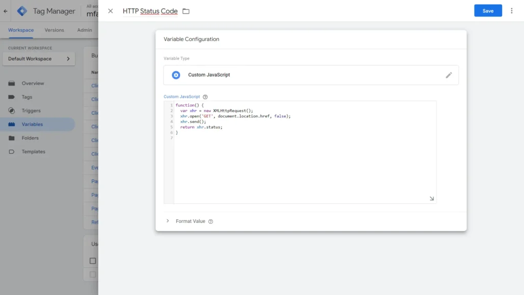 HTTP Status Code Custom Variable