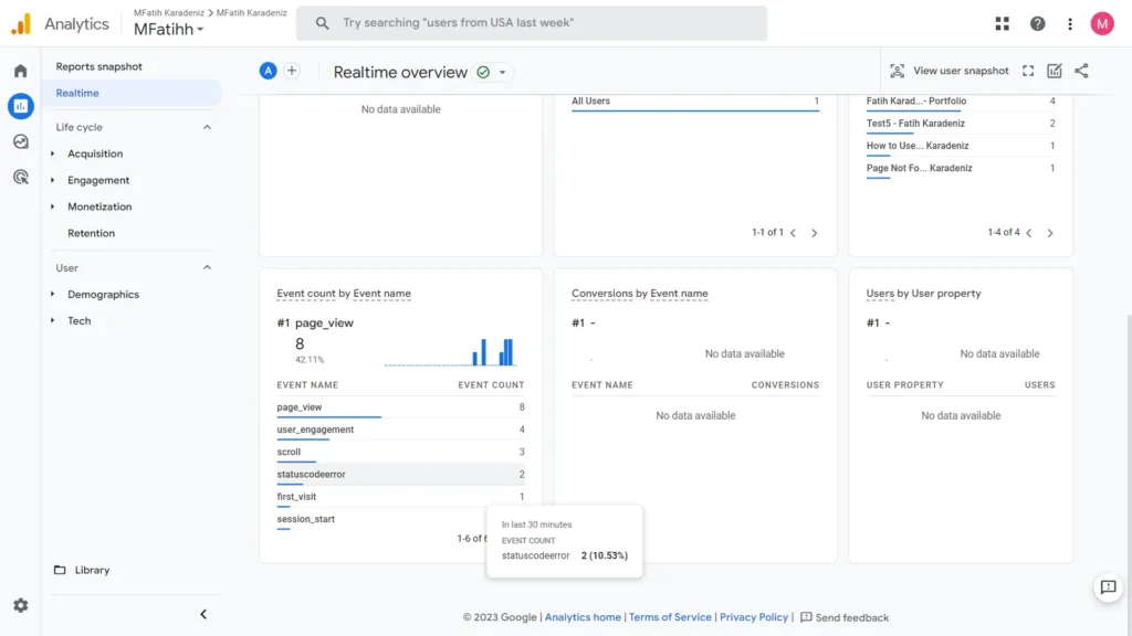 GA4 Status Code Error Event
