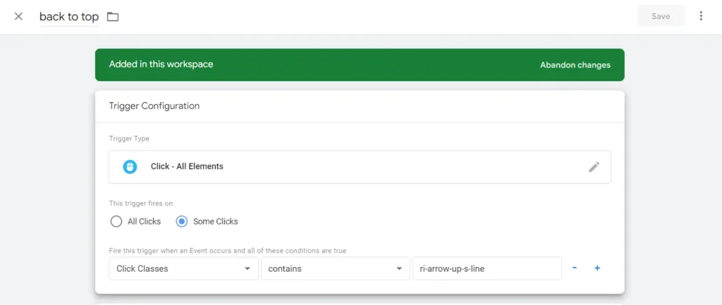 Trigger configuration