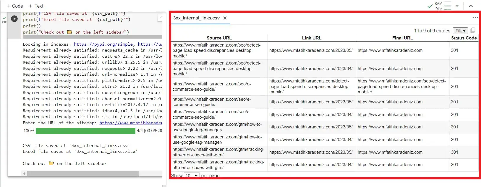 3xx Internal Redirect Checker Tool
