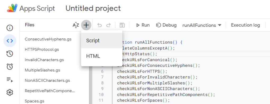 apps scripts adding scripts