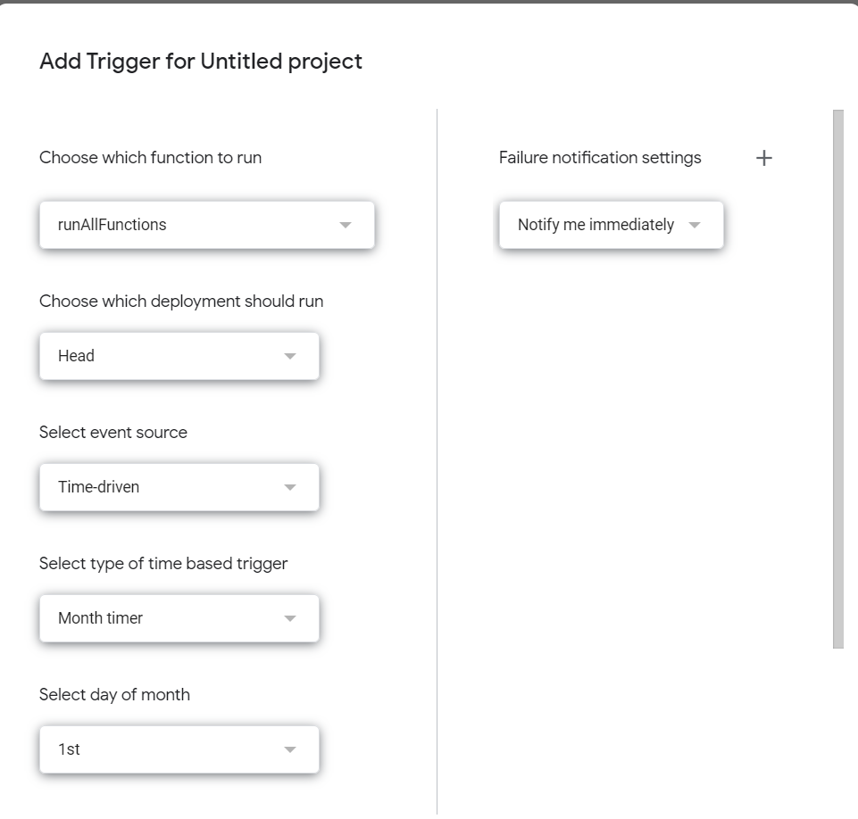 apps script trigger configuration