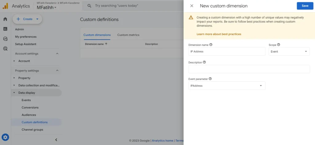 Google Analytics Custom Dimensions